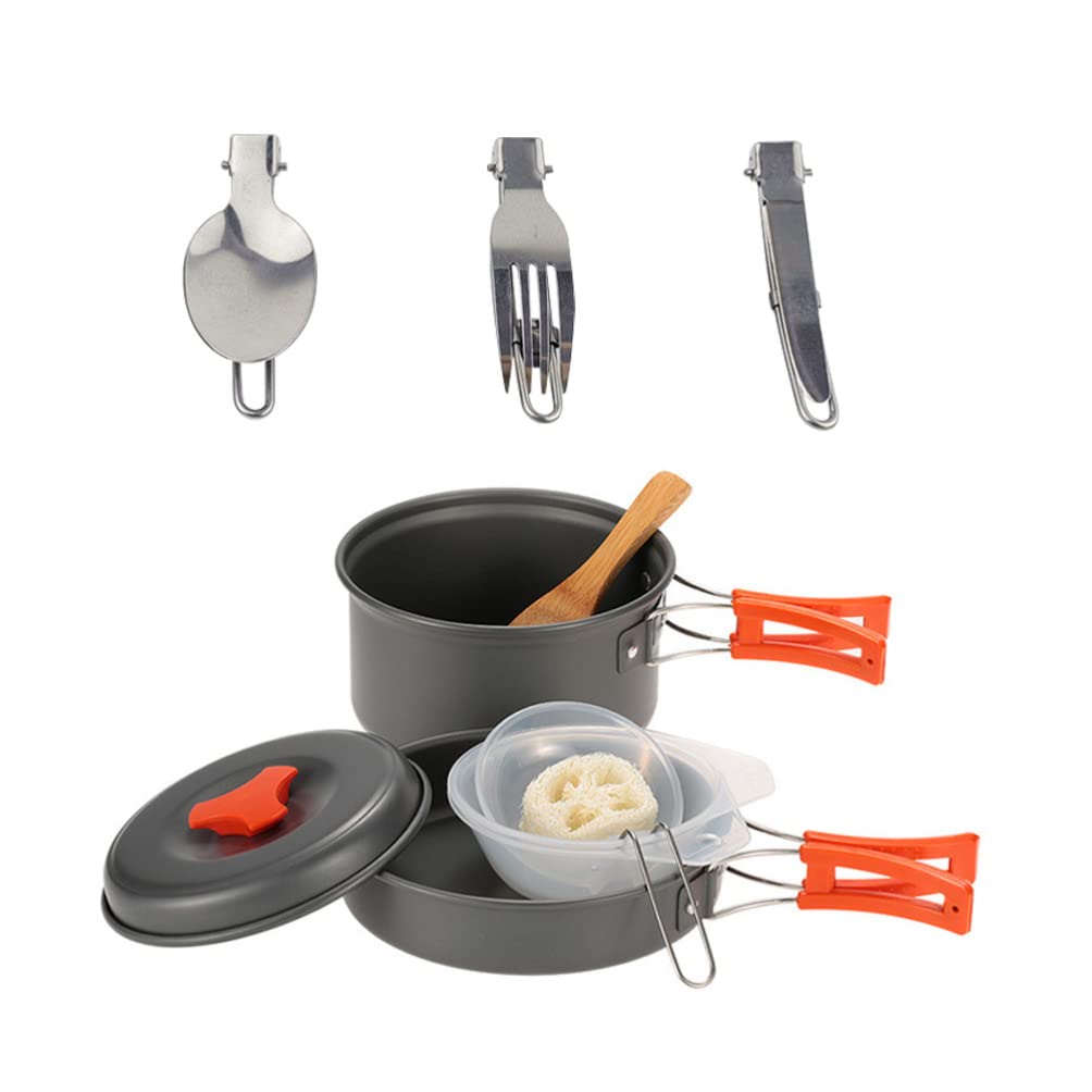 BESPORTBLE 1 Set Outdoor Camping Pot Camp Kitchen Equipment Camping Cookware Kit Outdoor Cook Gear Griddle Tools Picnic Cookware Kit On Foot Travel Accessories Aluminum Alloy
