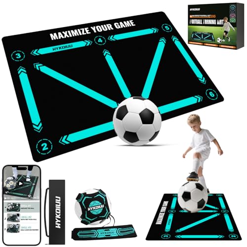 Tapis Foot Entrainement avecdes vidéos d'entraînement 90x60cm Tapis Entrainement Football Accessoire – Pas De Foot Ball & ContrôLe du Ballon, Dribble...