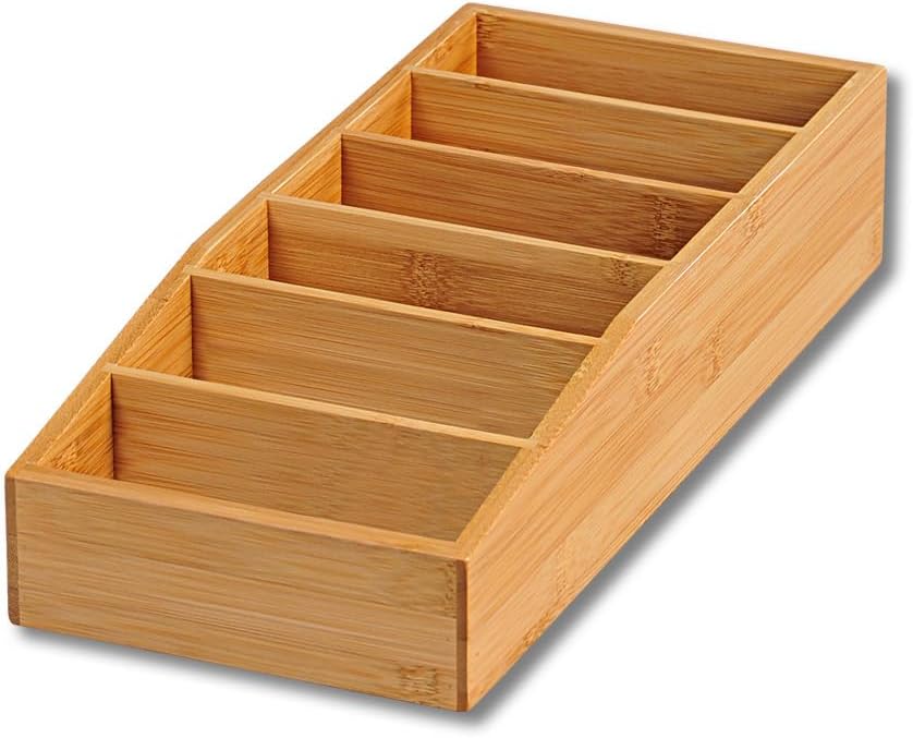 Kesper 70822 Storage box made of bamboo, brown, 15 x 5/7 x 35 cm