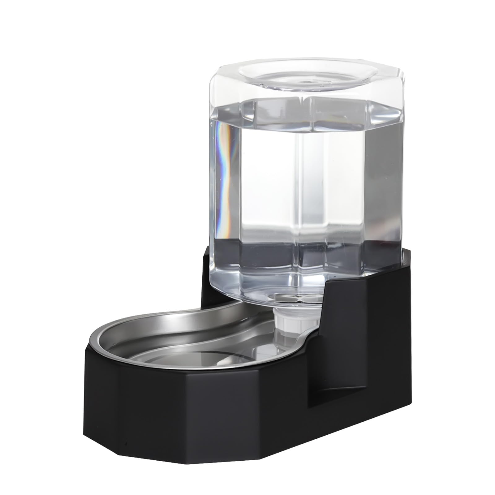 Sfozstra 5L Trinkbrunnen f. Hunde - Edelstahl, standsicher | Schwerkraftbetrieben, 5L, rutschfester Sockel, erhöhter Rand, zerlegbar, für mittlere/große Hunde, innen/außen
