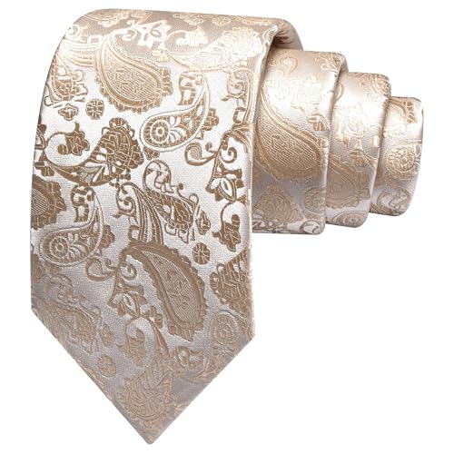 Image of GUSLESON 3.15 inch(8cm) Fashion Paisley Ties Mens Woven Jacquard Necktie for Wedding