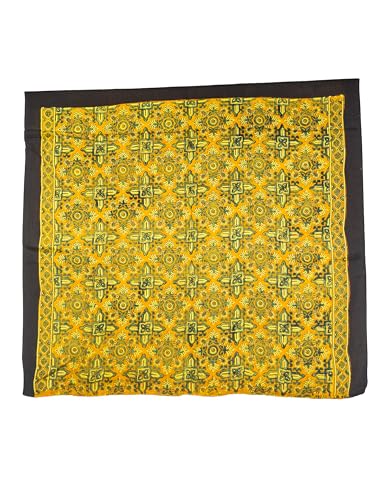 Image of Ethnics of Kutch Ajrakh Modal Silk Saree For Women | Natural Dye Hand Block Print |With Unstitched Blouse Piece | 5.5 Mtr Length (Yellow 27A01I)