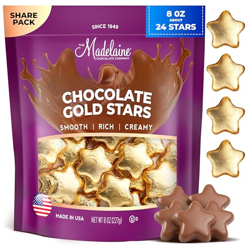 Madelaine Chocolate Gold Stars Easter Candy - 24 Milk Chocolate Candy Easter Basket Stuffers -...