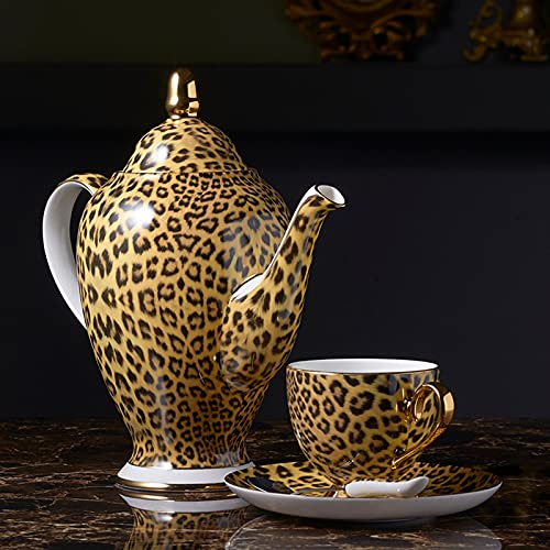 Theekopjes Leopard Coffee Set English Middag Bone China Cup and Saucer Teacup Ceramic Tea Party Gifts FQYXLX (Color : M) - Image 5