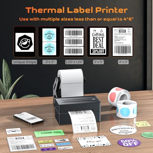 Image of Thermal Label Printer, 4x6 Shipping Label Maker for Small Business | Compatible with Amazon, Shopify, Etsy, USPS, UPS, FedEx Package Shipping(Black)