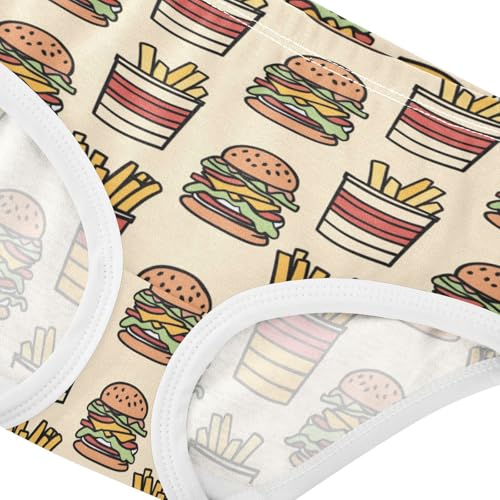 ZZKKO Burgers Fries Food Girls Underwear Toddler Panties for Girls Comfort Brief Size 2-8T3