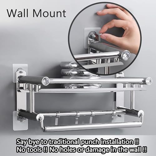 Image of 10 Pcs Stainless Steel PVC ABS Nail Free Adhesive Wall Hooks Heavy Duty Self Adhesive Hook Waterproof Non-Trace No Drilling Hanging Hooks for Kitchen Bathroom Home Wall Decoration Storage