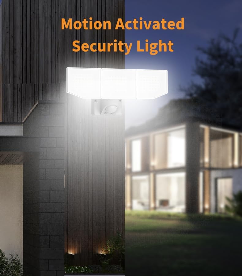 85w motion sensor outdoor lights 8500lm led security lights with 3 head motion flood light detector dusk to dawn ip65 waterproof 6500k