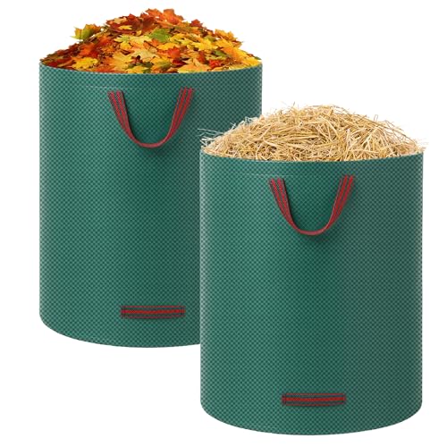 2 x 500 L Gartenabfallsack,Gartensack Laubsack, Gartensäcke mit Trageschlaufen, Faltbar, Robust und wasserdicht, langlebig, für Unkraut, Laubabfälle