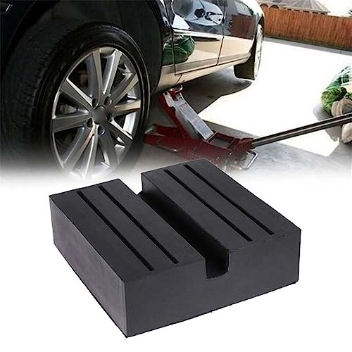 Image of 2 Packs Square Jack Pad, Black Anti-Slip Rail Adapter Support Block, Slotted Frame Rubber Frame Rail Protector