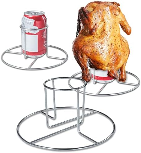 2 Pcs Beer Can Chicken Holder for Grill Oven Smoker Sturdy Stainless Steel Beer Butt Chicken Stand for Whole Chicken Roaster Easy to Use and Clean Chicken Rack for Tender and Juicy Chicken Turkey