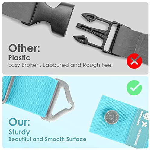 Luggage Straps Adjustable Travel Belt for Luggage Add a Bag Over Handle, Onmust Elastic Bungees Luggage Strap with Alloy Buckle for Carry On Bag, Hands-Free Airport Travel Accessories Sky Blue4