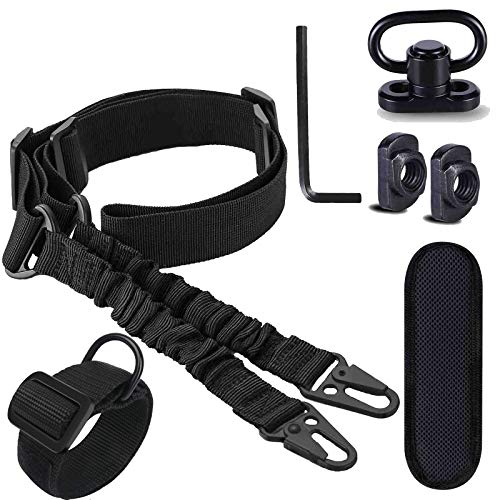 Rifle Sling,Attachment-2 Point Sling Quick Adjust with Push Button QD Sling Swivel,Push Button Quick Release Sling and Adjustable Shoulder Strap,Safe Sling Strap with Metal Hook Come with D Ring Loop