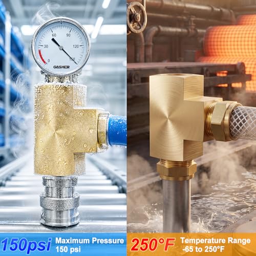Image of GASHER 1 Pcs Brass Barstock Tee, 3 /8 inch x 3 /8 inch x 3 /8 inch NPT Female Pipe Fittings