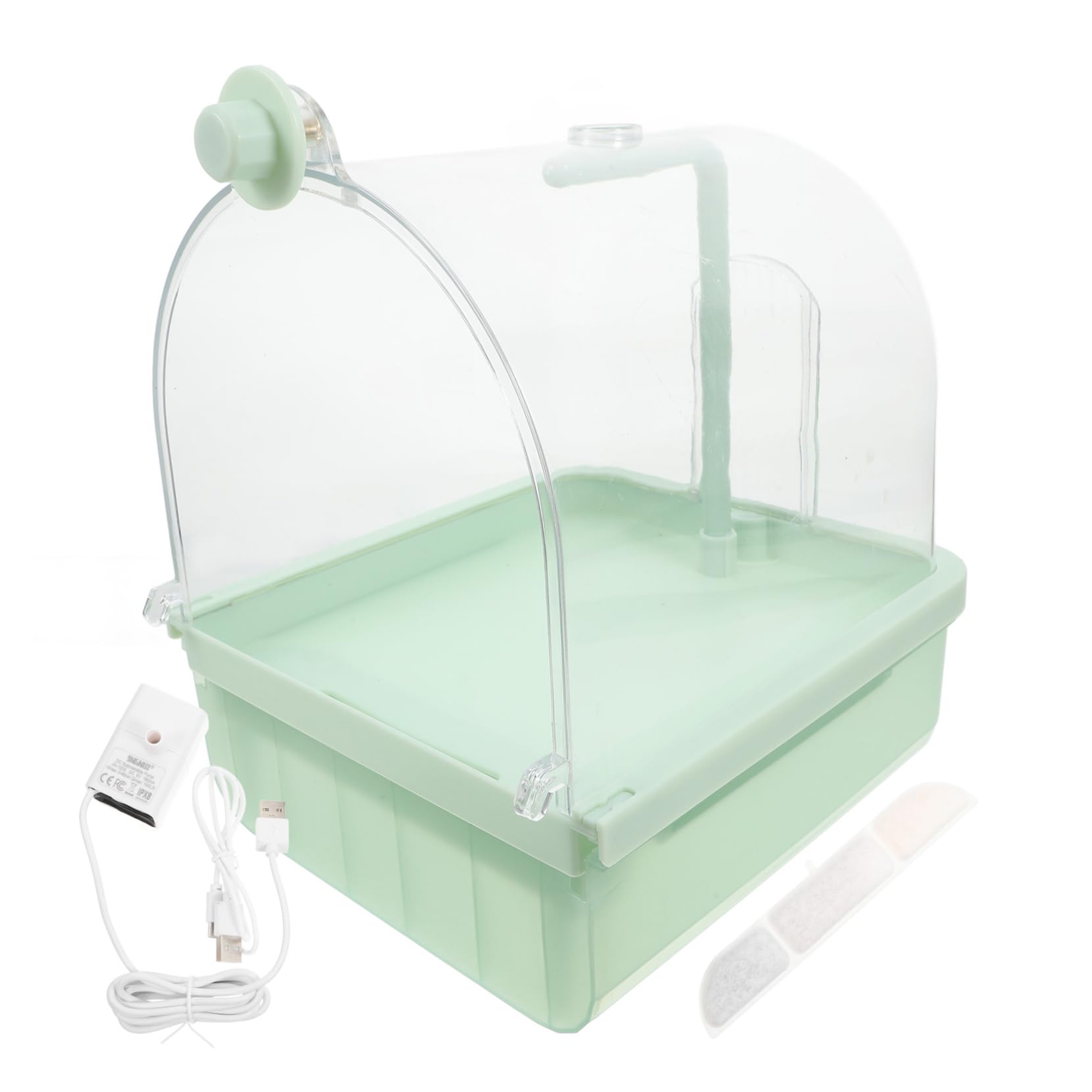Baño para Pájaros para Jaula con Grifo Giratorio 180° y Diseño Exterior, Bañera Automática de Abs para Cuidado Interior de Conures