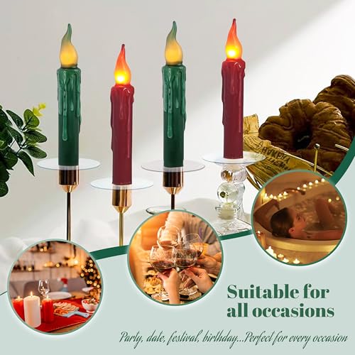 Image of LED Flameless Short Taper Candles with Remote, 6.7 Inch Christmas Candlesticks Dripless Battery Operated Flame for Fireplace Holiday Decor, Pack of 4