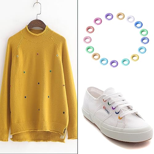YHNTGB 600 Pcs 3/16 inch Metal Eyelets Macaron Grommets Sets with 3 Pieces Installation Tool and Storage Box for Shoes Clothes Crafts Bag DIY Project 12 Colors - Thumbnail 3