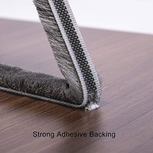 Fowong Self Adhesive Weatherstrip Seal Strip For Windows And Doors, Door Brush Seal Strip For Sliding Door Window Frame Wind Blocker Dust Proof Soundproof, 11/32 Inch X 11/32 Inch X 16Ft, Grey #TOP3