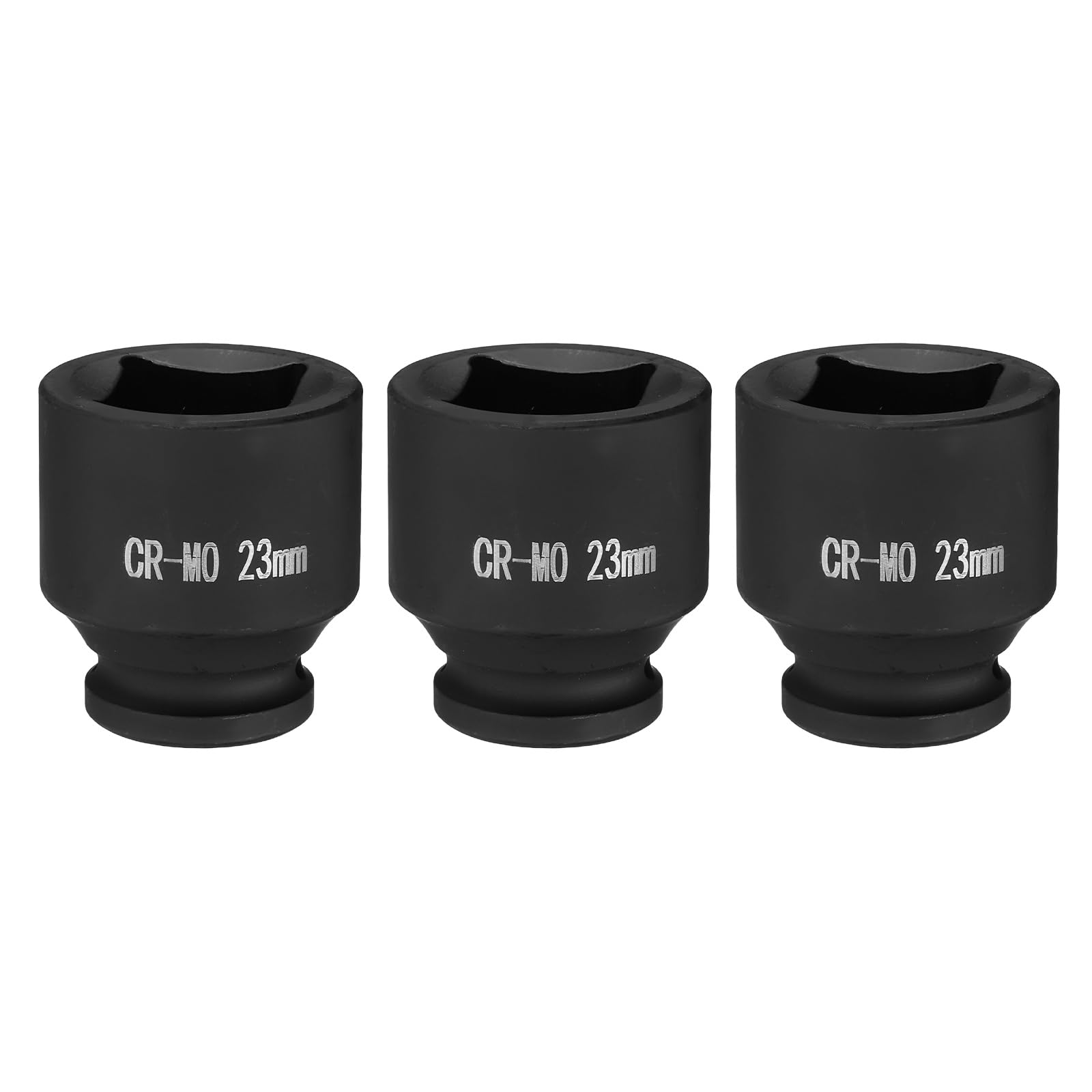 sourcing map 3pcs 4 Point Square Socket 1/2" Drive 23mm Metric Square Impact Socket CR-MO Blackening Standard Wheel Sockets Pneumatic Socket Tool for Auto Repair Mechanical Maintenance Home Use