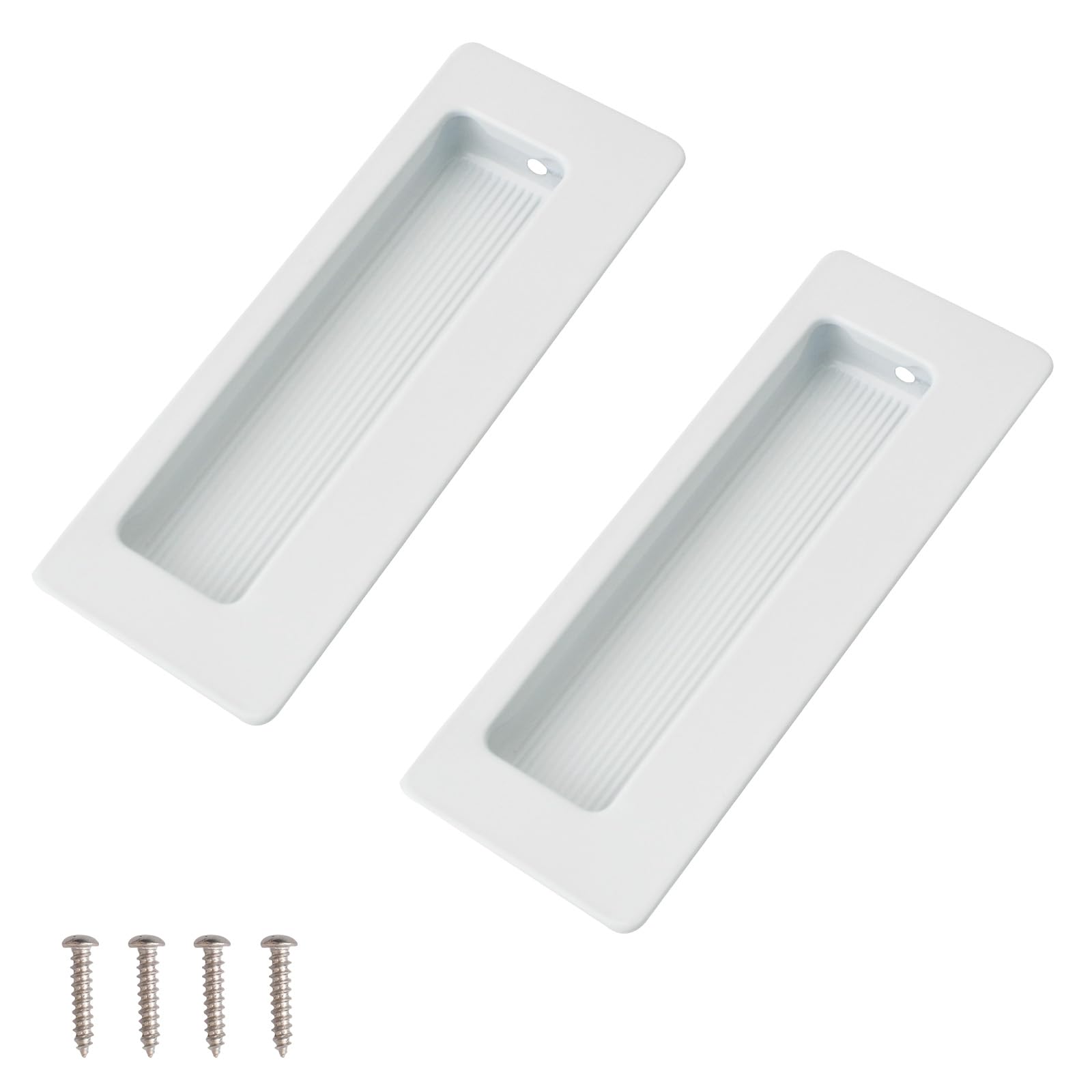 MOROBOR 2PCS Rectangular Recessed Concealed Handles, Embedded Design Sliding Door Handle with Screws, Stainless Steel Cabinet Pulls for Wardrobe Drawer (White-115mm)-image-28