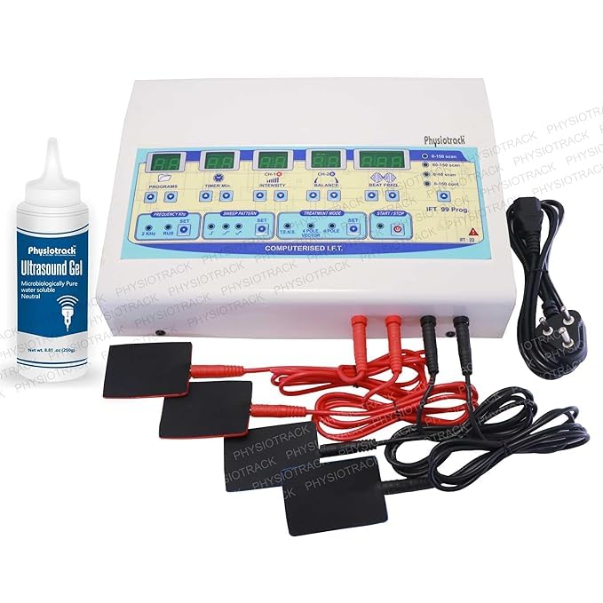 PHYSIOTRACK® IFT 65 Programs Multifunction Therapy Unit – IFT, TENS & Russian Modes | 65 Programs Digital Combo Machine for Pain Relief, Muscle Stimulation & Rehabilitation with Electrodes, Gel & Wires-image-8