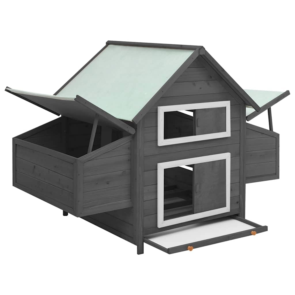 Gallinero de madera con 2 cajas nido, gallinero, gallinero, gallinero, gallinero, gallinero, gallinero, gallinero de madera de abeto con bandeja de suelo, gris y blanco, 150 x 96 x 110
