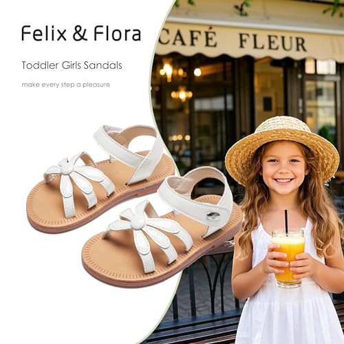 Image of Felix & Flora Toddler Girl Sandals - Flower Girl Dress Shoes Open Toe Little Kid Flats