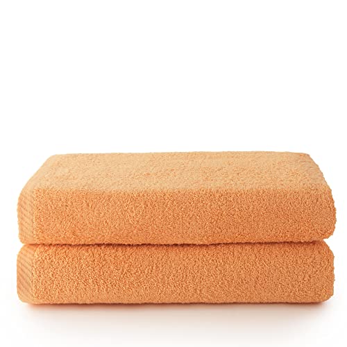 Top Towel - Plus - Lot de 2 Serviettes de Bain ou de Douche - Serviettes de Bain - 100% Coton - 500 g/m2 - Dimensions 70x140 cm - Papaye