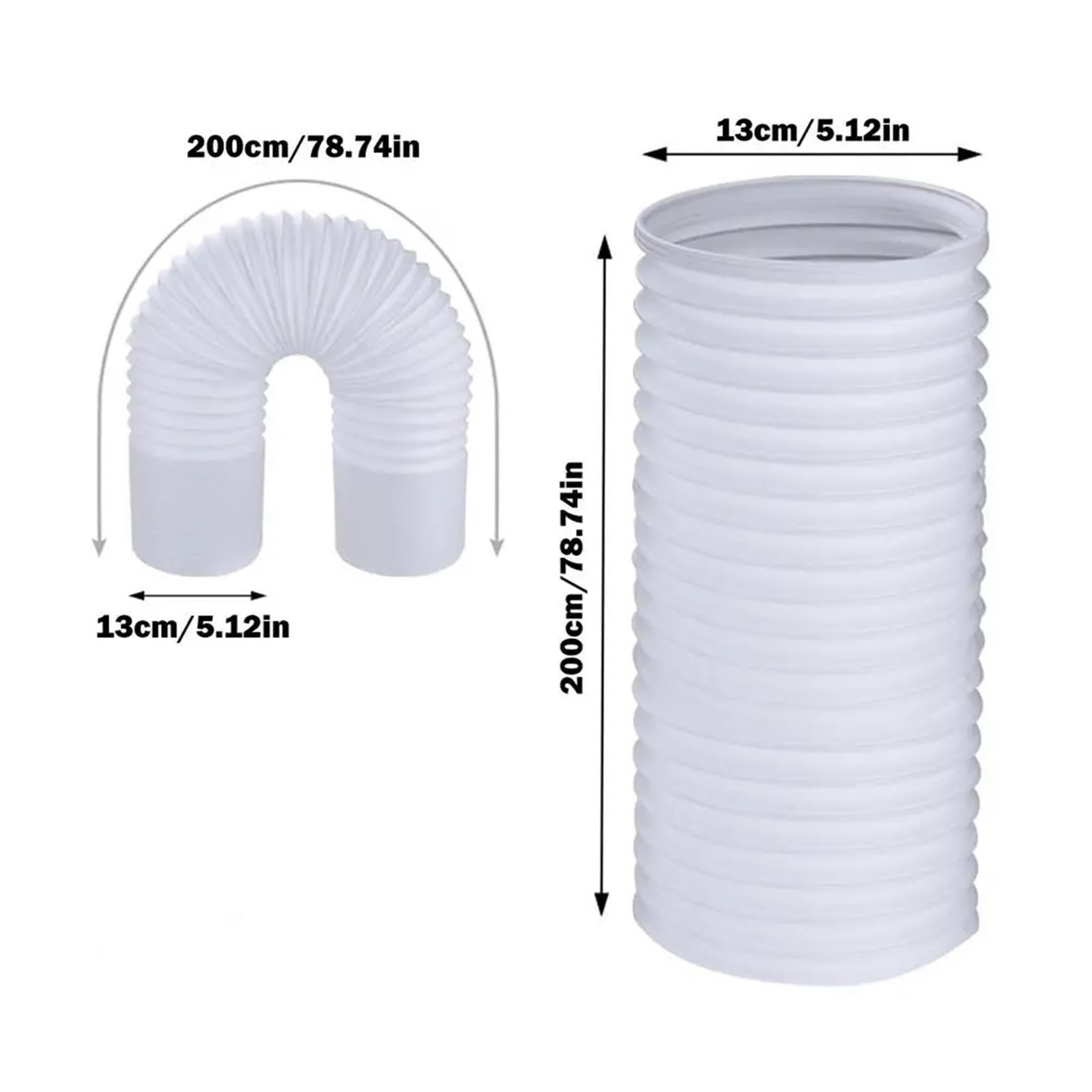 Tubi di ricambio per condizionatori, Tubo di scarico sostitutivo CA portatile in senso orario da 5,1-5,9 pollici 59-118 lunghezza(13x150cm)