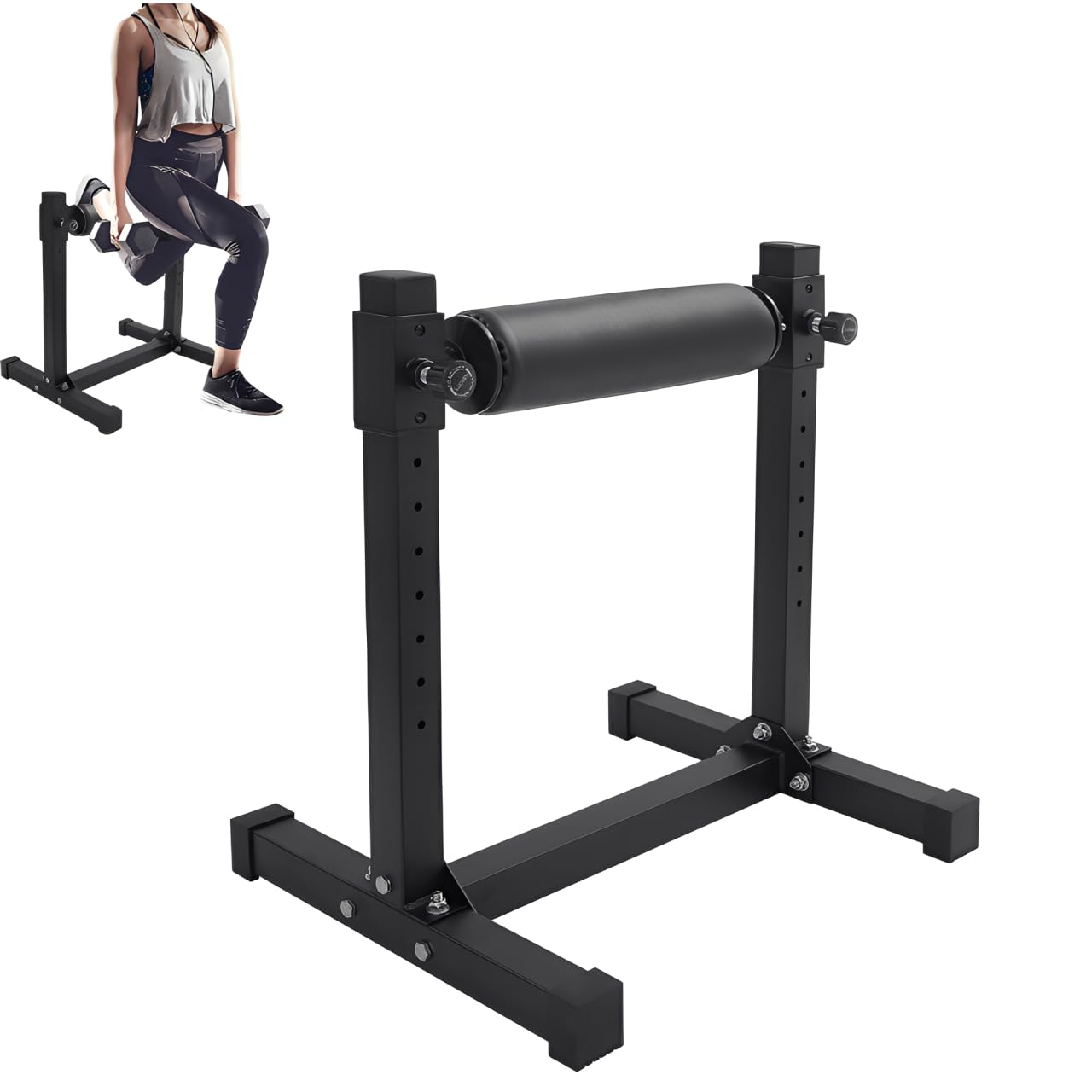 Support de squat, réglable, 9 niveaux, capacité de charge 200 kg, support bulgare divisé, 612 x 567 x 673 mm, noir