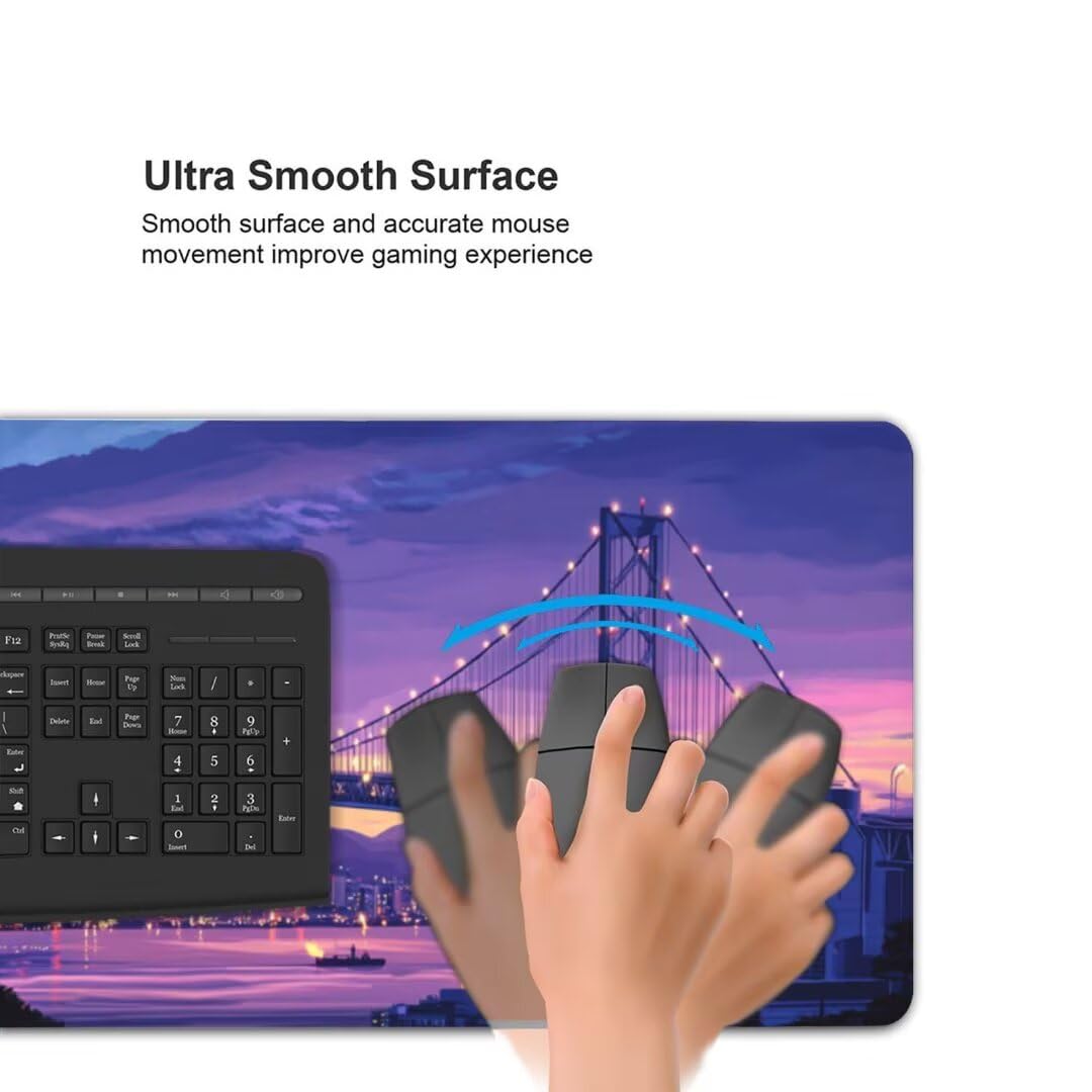 Tappetino Mouse XXL 1000x600x3mm Tappetino Mouse Ponte Lago Impermeabile Tappetino Gaming Mouse Pad XXL Tappetino Scrivania, Base Antiscivolo Migliora Precisione e Velocità per Desktop/Ufficio