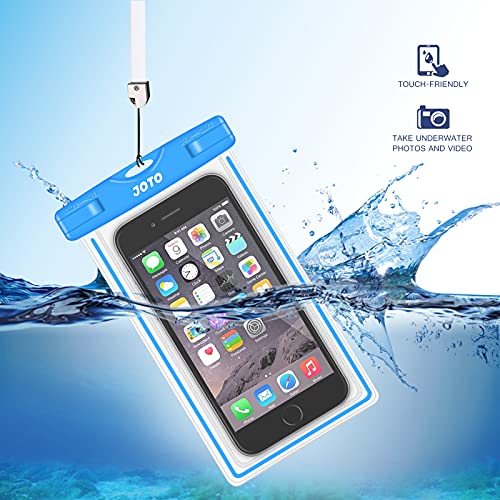 Image of JOTO Universal Waterproof Phone Holder Pouch, Underwater Case Cell Phone Dry Bag for iPhone 14 13 12 11 Pro Max Mini XS Max XR X 8 7 6S, Galaxy S21 S20 S10 S9 Pixel HTC LG Motorola Up to 7.0 inch -Blue