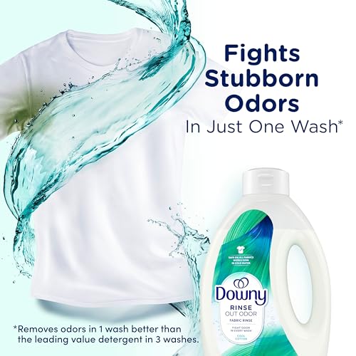 Image of Downy Rinse Laundry Odor Remover, Cool Cotton Scent, 62 fl oz, Fabric Softener and Laundry Odor Removal Rinse, Fights Odors at the source, HE Compatible