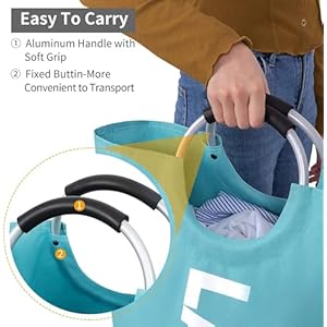 ZERO JET LAG 82L Large Laundry Basket Collapsible Fabric, Foldable Laundry Bag With Handles Waterproof Washing Clothes Bin Bag Fall Essentials, Great for Gifting (Light Blue, L) ZERO JET LAG 82L Large Laundry Basket Collapsible Fabric Foldable Laundry Bag With Handles Waterproof Washing Clothes Bin Bag Fall Essentials Great for Gifting Light Blue L
