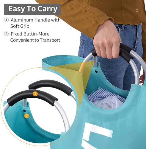 ZERO-JET-LAG-82L-Large-Laundry-Basket-Collapsible-Fabric-Foldable-Laundry-Bag-With-Handles-Waterproof-Washing-Clothes-Bin-Bag-Fall-Essentials-Great-for-Gifting-Light-Blue-L ZERO JET LAG 82L Large Laundry Basket Collapsible Fabric Foldable Laundry Bag With Handles Waterproof Washing Clothes Bin Bag Fall Essentials Great for Gifting Light Blue L