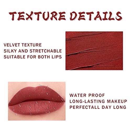 6Pcs Matte Liquid Lipstick Set, Brown Nude Pink Mauve Red Maroon Silky Velvet Matte Lipstick Lip Stain Long Lasting 24 Waterproof Lip Gloss Gift Set For Women Matte Makeup Beauty Labiales Cosmetics (#01) #TOP3