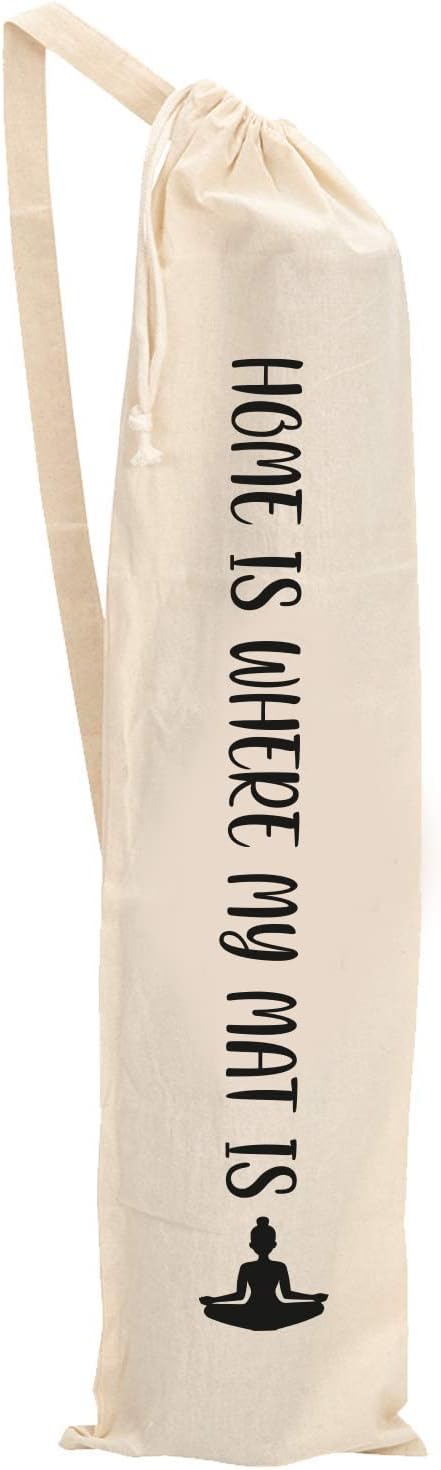 ThePrintFactory Funny Printed Yoga mat dust Bag - Cotton Yoga Mat Bag/Cover with Shoulder Strap to Carry - Cotton Material (Off White)