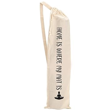 ThePrintFactory Funny Printed Yoga mat dust Bag - Cotton Yoga Mat Bag/Cover with Shoulder Strap to Carry - Cotton Material (Off White)