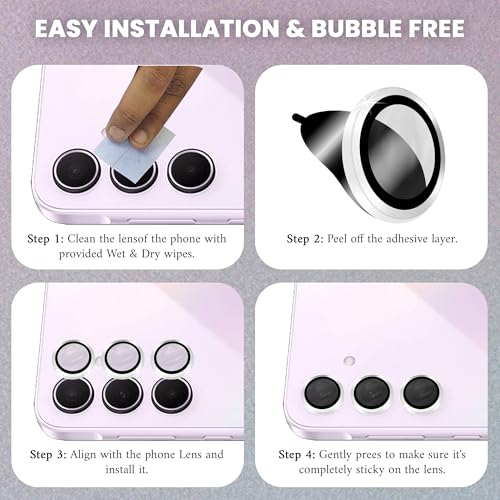 Image of FIRST MART Silver Camera Ring Guard Protector for Samsung Galaxy A35 and Samsung A55 | Tempered Glass with Metal Alloy Rings, HD Clear, Scratch Resistant, Case-Friendly | Pack of 1