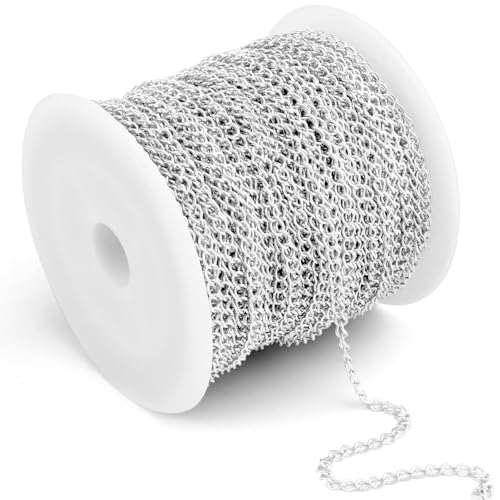 33FT 2.5mm Stainless Steel Silver Curb Chains Roll Bulk for Jewelry Making