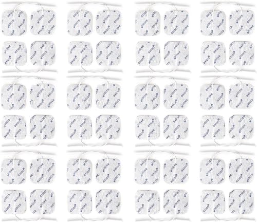 48 électrodes 5x5 cm axion | patchs électrostimulation TENS EMS | compatibilité électrostimulateur à connexion filaire de 2 mm