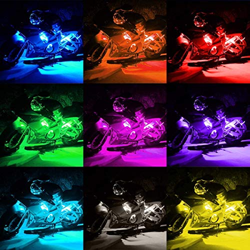 AMBOTHER 12Pcs Motorcycle LED Light Kits Strips Waterproof Multicolor IR/RF Remote Controllers Underglow Accent Glow Neon Ground Effect Atmosphere Lights Lamp for Harely Davidson Motorcycle - Thumbnail 3