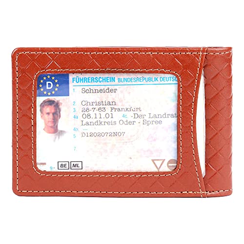 Image of Brooklyn Bridge Genuine Leather Money Clip Wallet for Men Diamond VT Brown - Slim RFID Protected Wallet with Cash Clip & Multiple Card Slots, Smart Front Pocket Design, Stylish Gift for Men