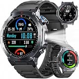 Smartwatch Uomo GPS,1.43" HD Chiamate Bluetooth, Orologio Tattico Sportivo Impermeabile 5ATM, Tracker Attività con Sonno/Cardiofrequenzimetro/Torcia/Bussola,160+ Modalità Sport per Android iOS
