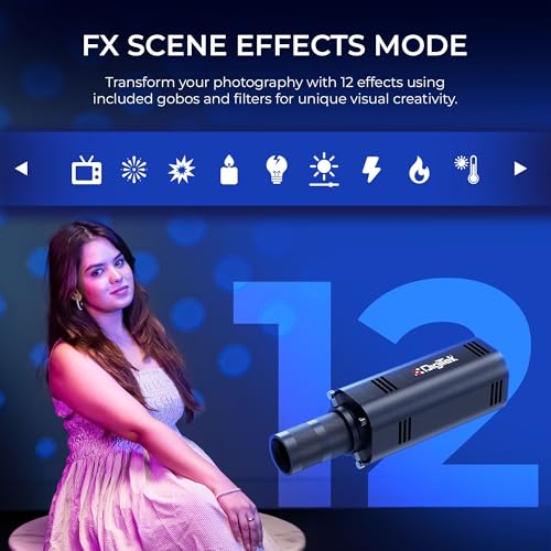 Image of Digitek (DS 30 WTP) 30W Optical Snoot Zoom GOBO Projector, 12 Special Effects, 3900 Lumen, 3000mAh Battery, Dual Temp 2700K-6500K, 15 GOBOs and 5 Color Films, CRI ≥96, for Photo & Videography
