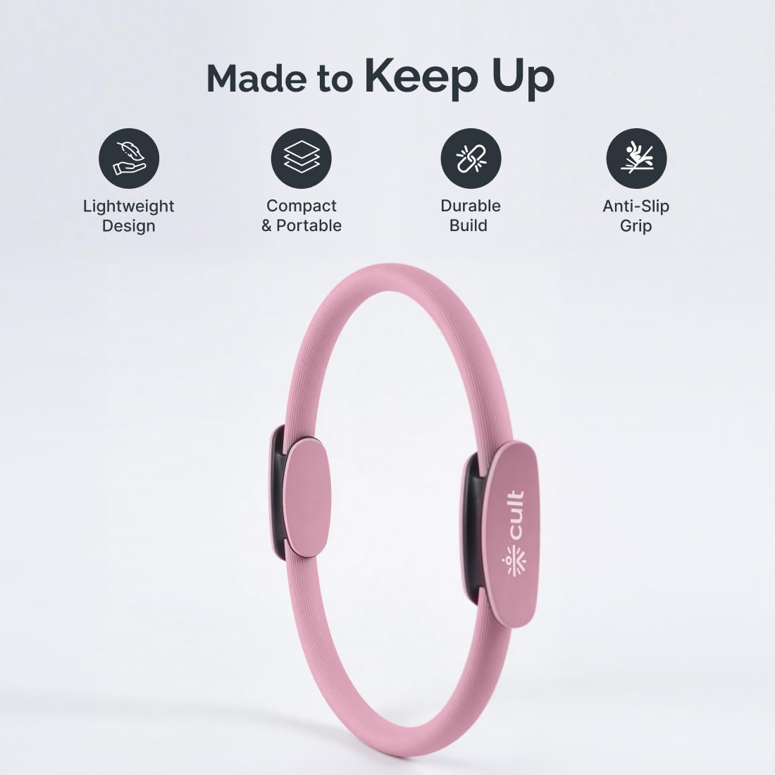 Cult Pilates Ring Fitness Circle with Dual Grip Handles Resistance Exercise Ring for Full Body Workout, Core Strength, Toning & Flexibility Lightweight Magic Circle for Home, Gym & Yoga - Pink 2