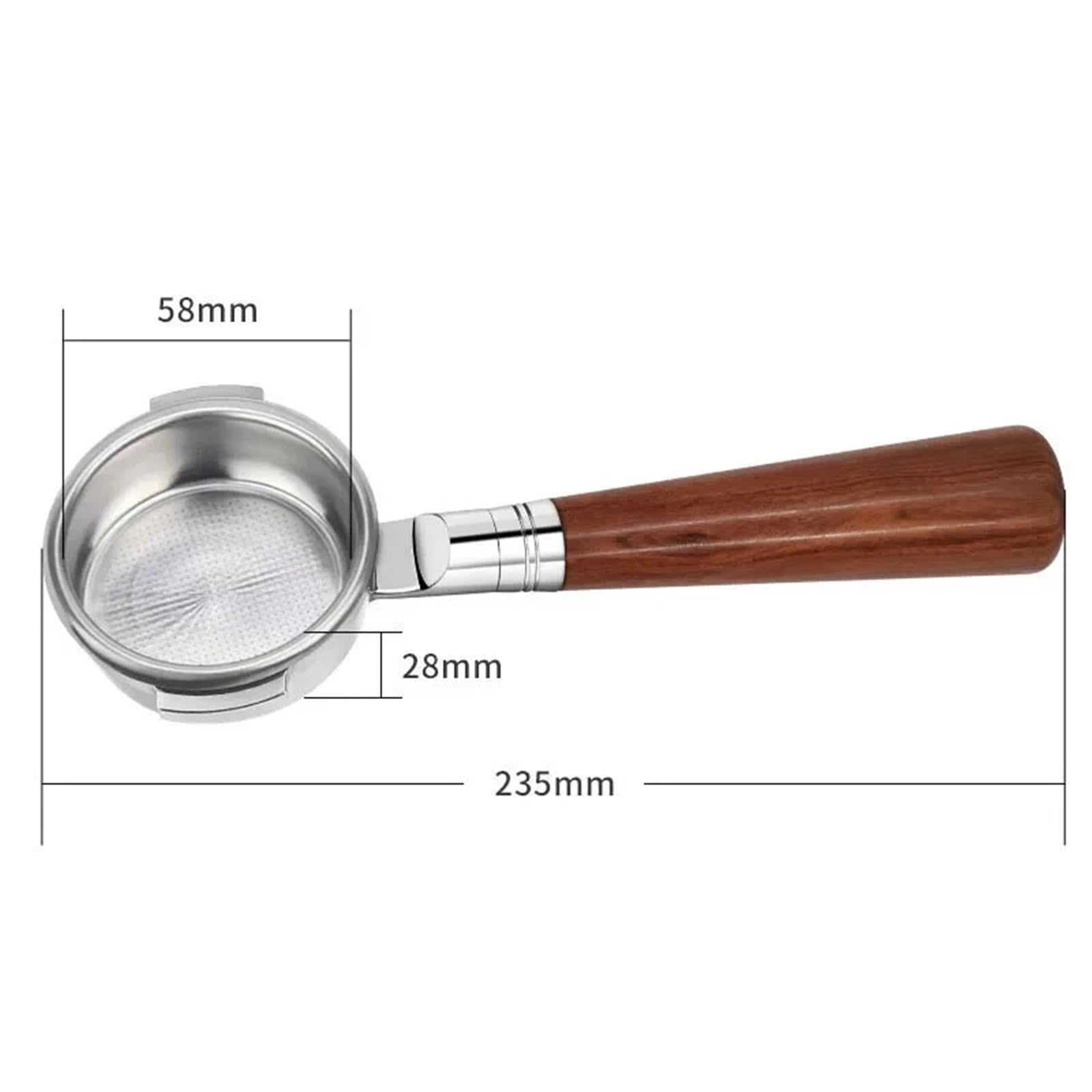 58 Mm Bodenloser Siebträger, Kompatibel Mit Breville, BES900XL / BES920XL / BES980XL – Inklusive Filterkorb Aus Edelstahl 304(Beech wooden handle)