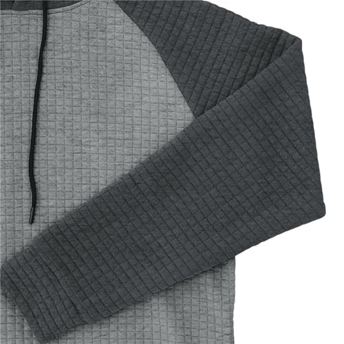 Pull patchwork plaid gris XL avec capuche et manches longues - 5