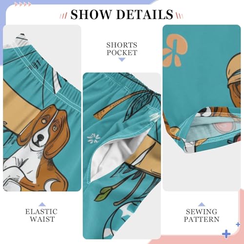 ZZXXB Beagle Palm Tree Boys Long Pants Soft Trousers Elastic Waist Kids Lounge Bottoms with Pockets S-XL4