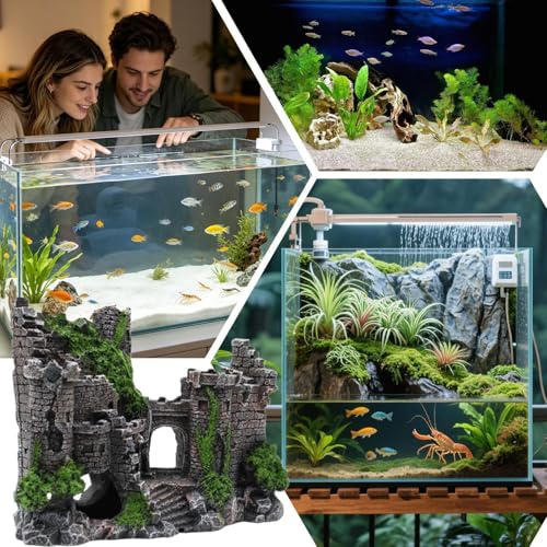 Decoraciones de acuario con diseño de castillo vintage para peces 5